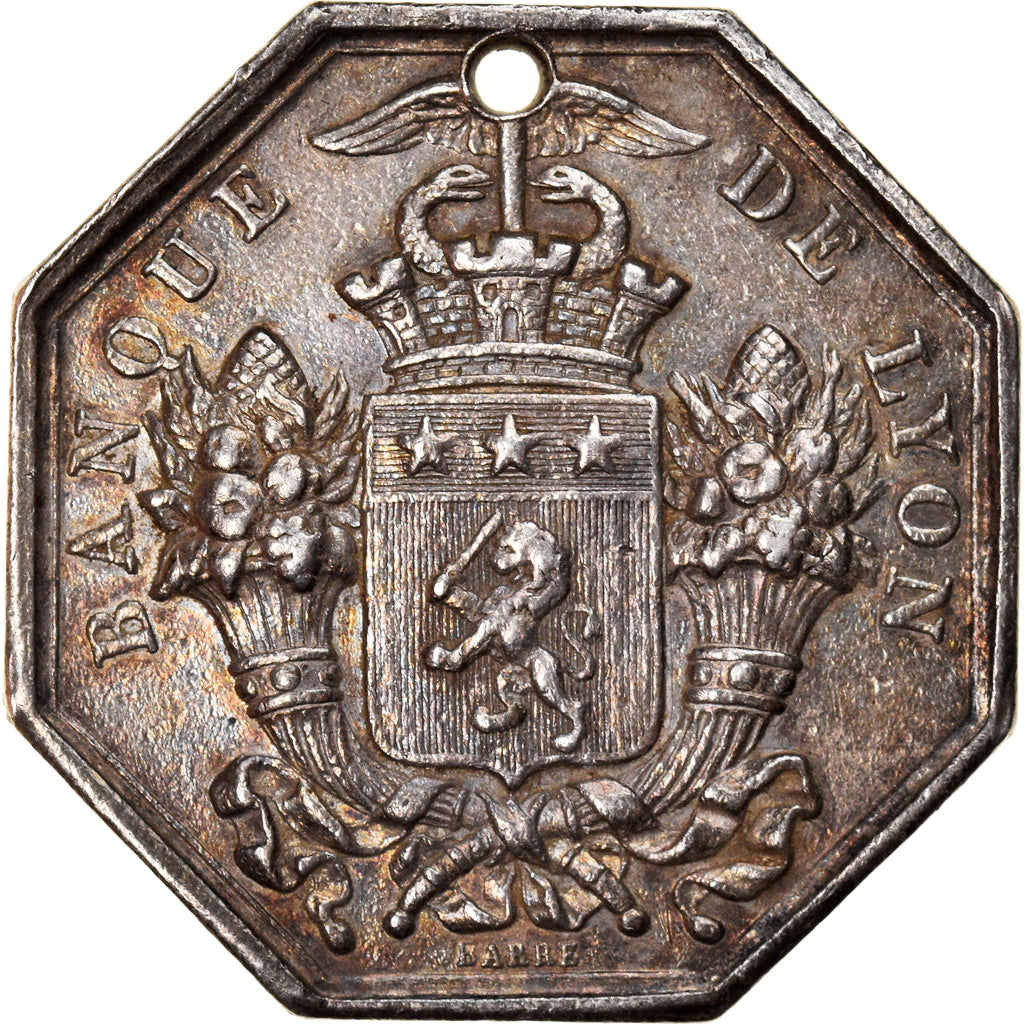 France, Token, Savings Bank, Banque de Lyon, 1835, Barre, VF(30-35), Silver