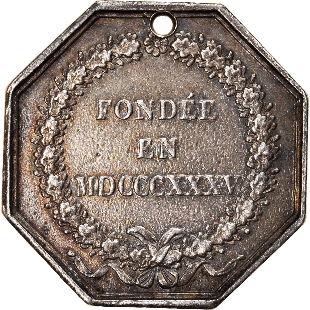 France, Token, Savings Bank, Banque de Lyon, 1835, Barre, VF(30-35), Silver
