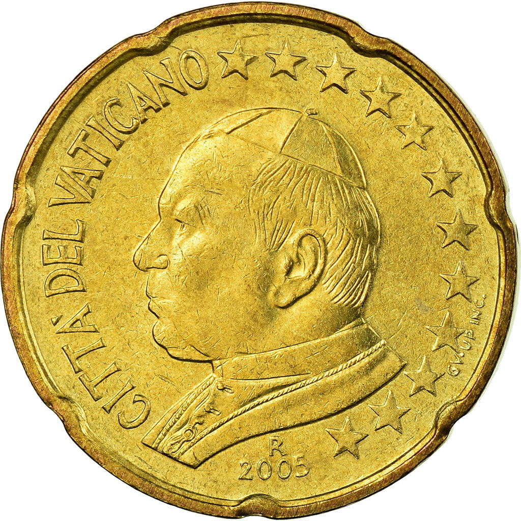 VATICAN CITY, 20 Euro Cent, 2005, AU(55-58), Brass, KM:345