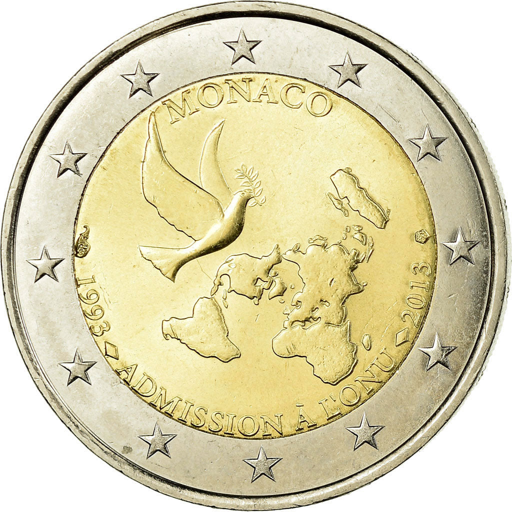 Monaco, 2 Euro, Admission à l'ONU, 2013, AU(55-58), Bi-Metallic
