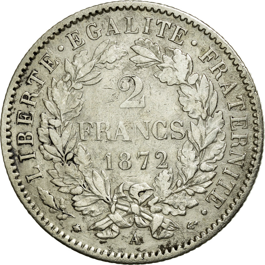 Coin, France, Cérès, 2 Francs, 1872, Paris, VF(30-35), Silver, KM:817.1