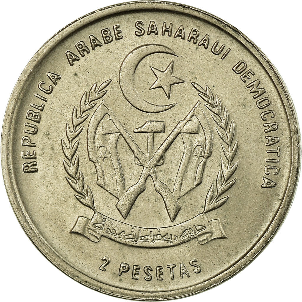 Coin, SAHARAWI ARAB DEMOCRATIC REPUBLIC, 2 Pesetas, 1992, EF(40-45)