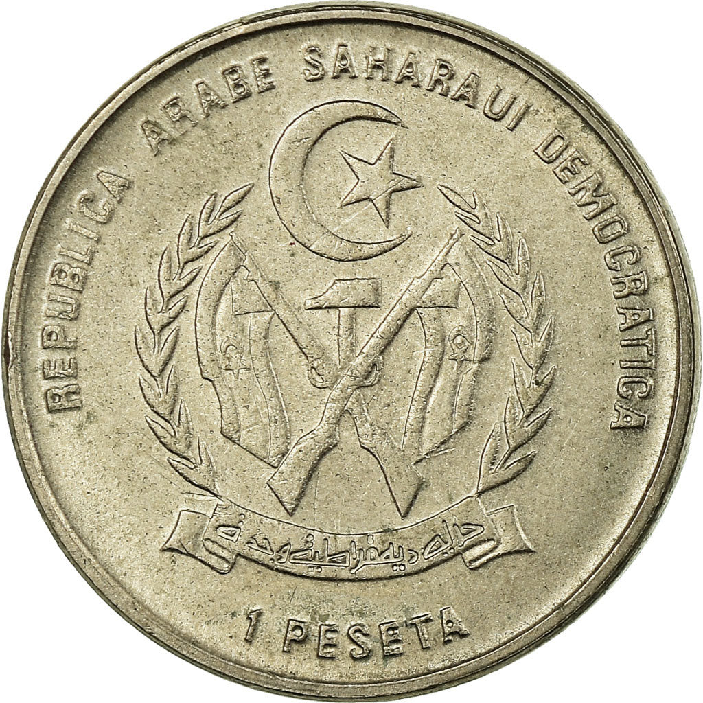 Coin, SAHARAWI ARAB DEMOCRATIC REPUBLIC, Peseta, 1992, EF(40-45), Copper-nickel