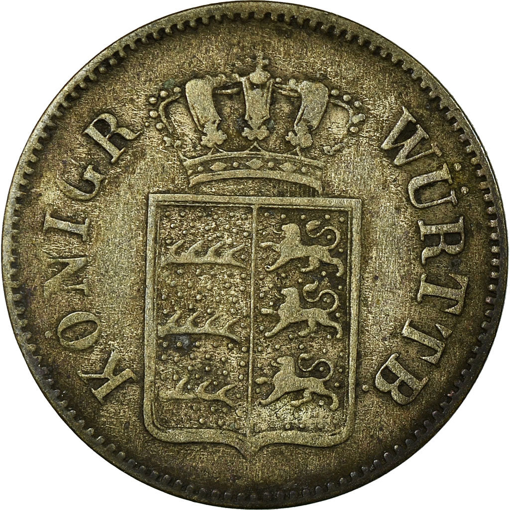 Moneta, Stati tedeschi, WURTTEMBERG, Wilhelm I, 6 Kreuzer, 1849, BB, Argento