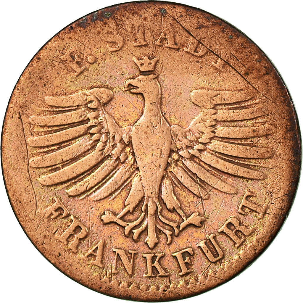Coin, German States, FRANKFURT AM MAIN, Heller, 1847, VF(20-25), Copper, KM:327