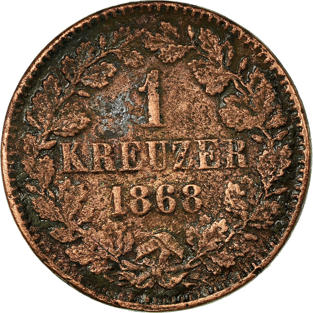 Coin, German States, BADEN, Friedrich I, Kreuzer, 1868, VF(20-25), Copper