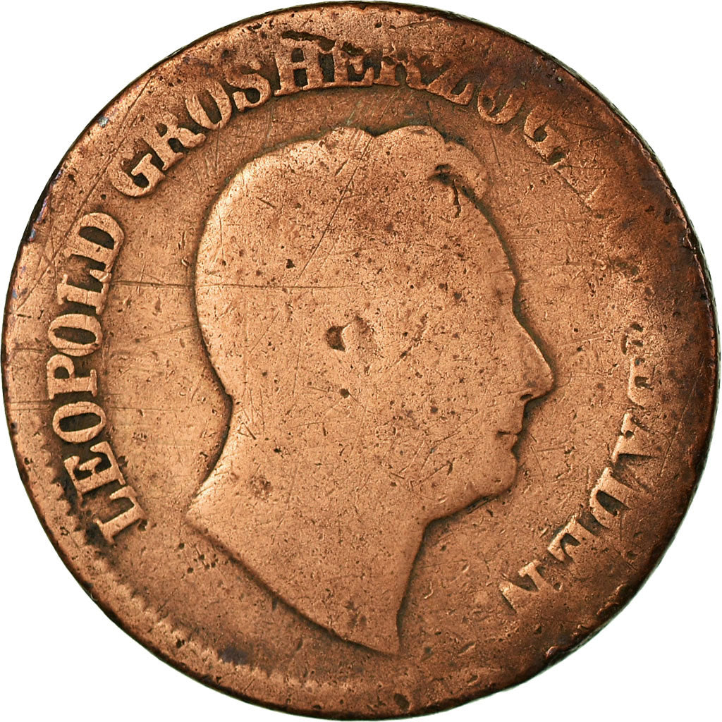 Coin, German States, BADEN, Leopold I, Kreuzer, 1849, F(12-15), Copper, KM:218.2