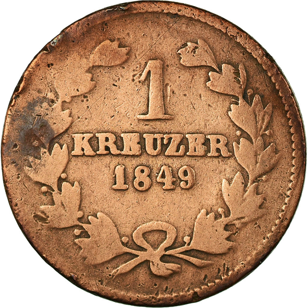 Coin, German States, BADEN, Leopold I, Kreuzer, 1849, F(12-15), Copper, KM:218.2