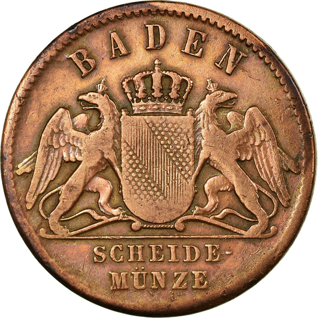 Coin, German States, BADEN, Friedrich I, Kreuzer, 1860, VF(30-35), Copper