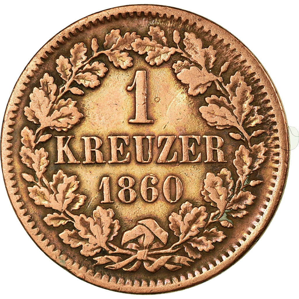 Coin, German States, BADEN, Friedrich I, Kreuzer, 1860, VF(30-35), Copper