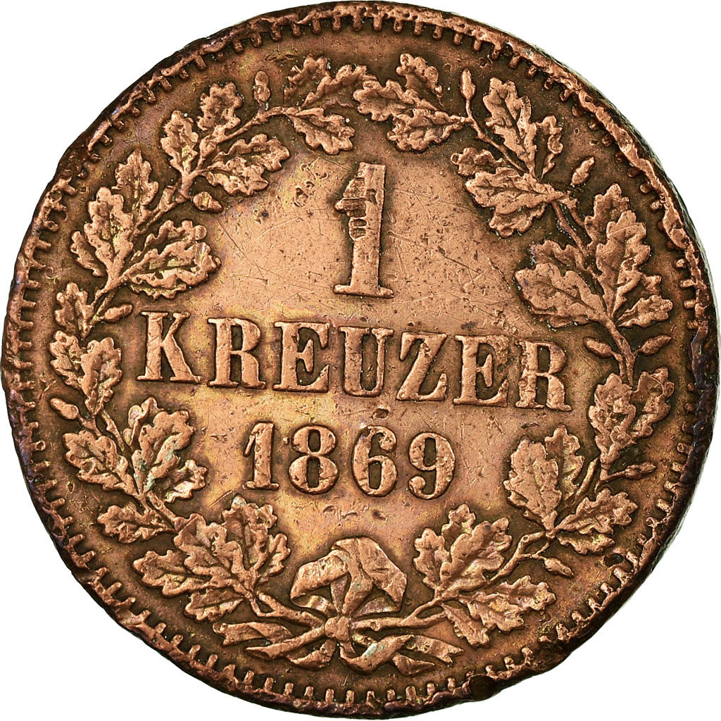 Coin, German States, BADEN, Friedrich I, Kreuzer, 1869, EF(40-45), Copper