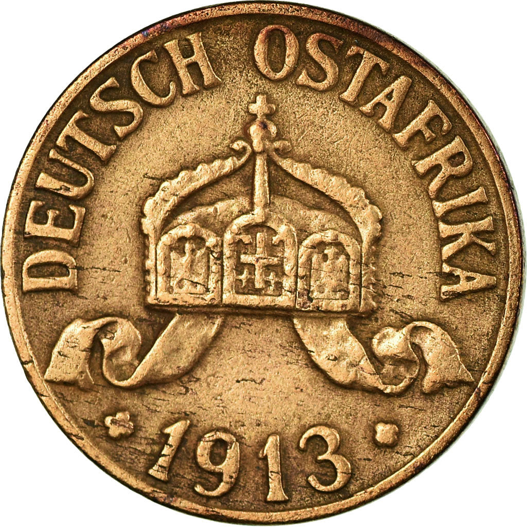 Münze, GERMAN EAST AFRICA, Wihelm II, Heller, 1913, SS, Bronze, KM:7