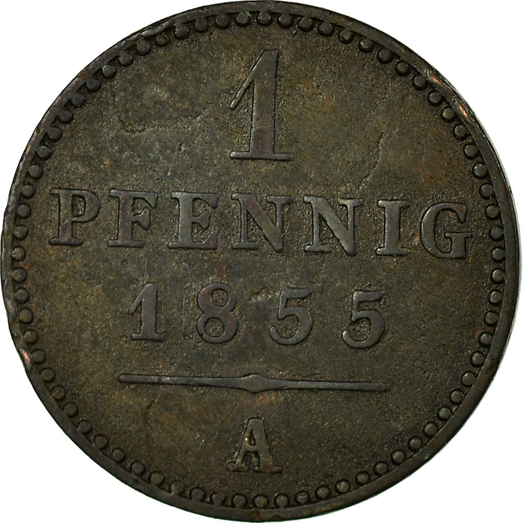 Moneta, Stati tedeschi, WALDECK-PYRMONT, Georg Victor, Pfennig, 1855, Hannover
