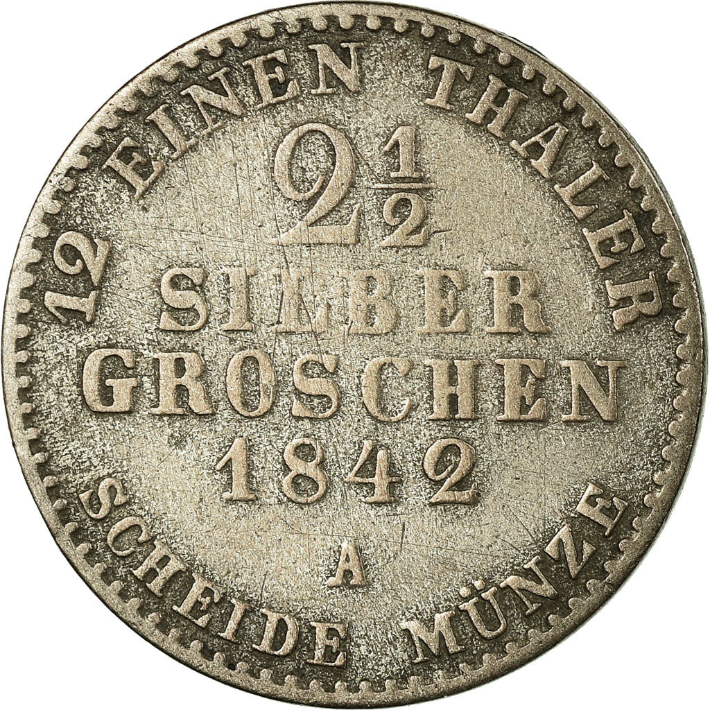 Coin, German States, PRUSSIA, Friedrich Wilhelm IV, 2-1/2 Silber Groschen, 1842
