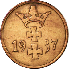 Coin, DANZIG, Pfennig, 1937, Warsaw, EF(40-45), Bronze, KM:140