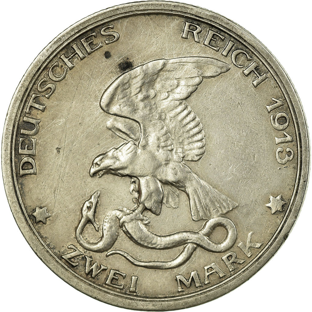 Coin, German States, PRUSSIA, Wilhelm II, 2 Mark, 1913, Berlin, AU(50-53)
