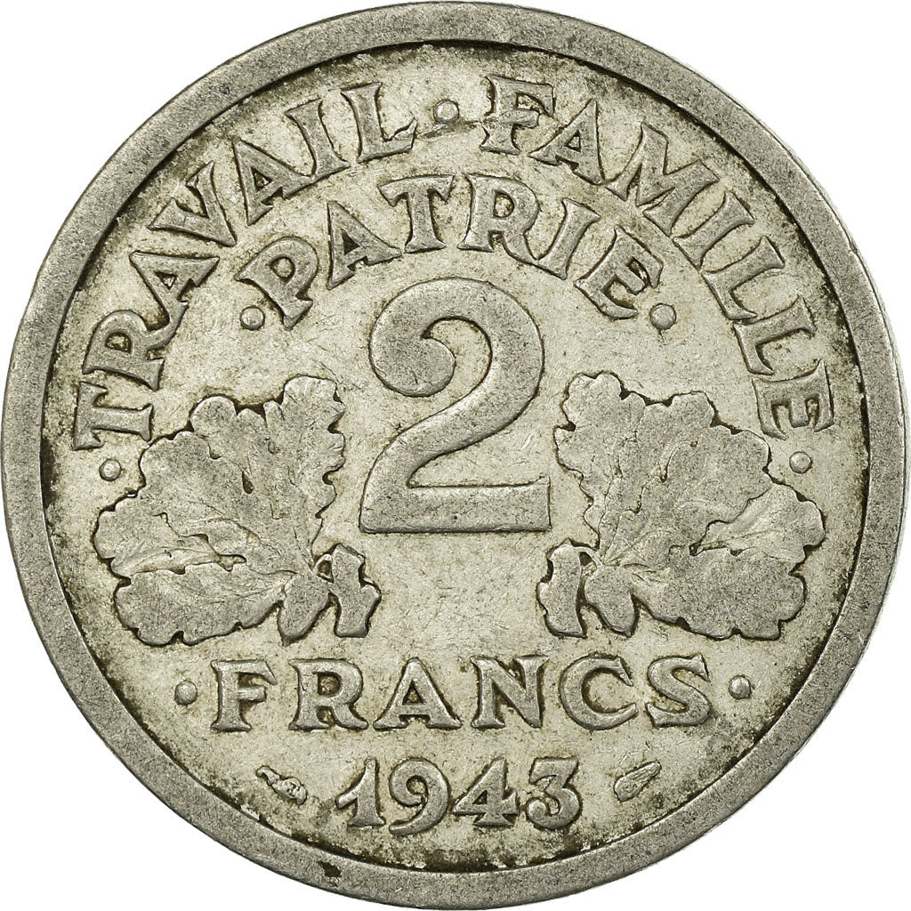 Moeda, França, Bazor, 2 Francs, 1943, Beaumont - Le Roger, VF(30-35)