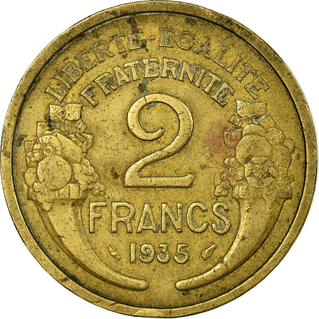 Moneta, Francia, Morlon, 2 Francs, 1935, Paris, MB+, Alluminio-bronzo, KM:886