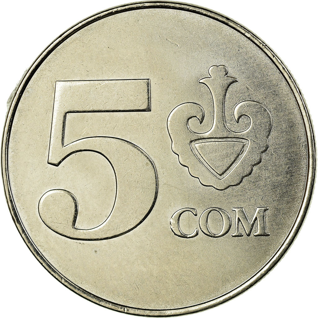 Coin, KYRGYZSTAN, 5 Som, 2008, Paris, EF(40-45), Nickel plated steel, KM:16