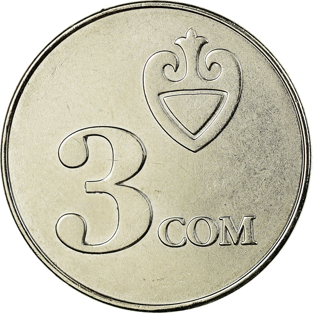 Moneda, KIRGUISTÁN, 3 Som, 2008, Paris, MBC, Níquel chapado en acero, KM:15