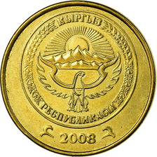 Moneta, Kirghizistan, 10 Tiyin, 2008, Paris, BB, Acciaio placcato ottone, KM:12