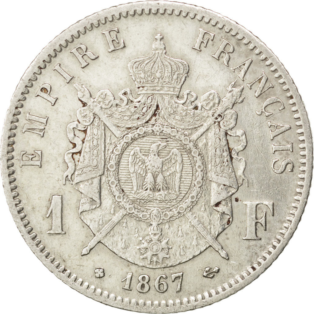 Francia, Napoleon III, Napoléon III, Franc, 1867, Strasbourg, BB+, Argento,...