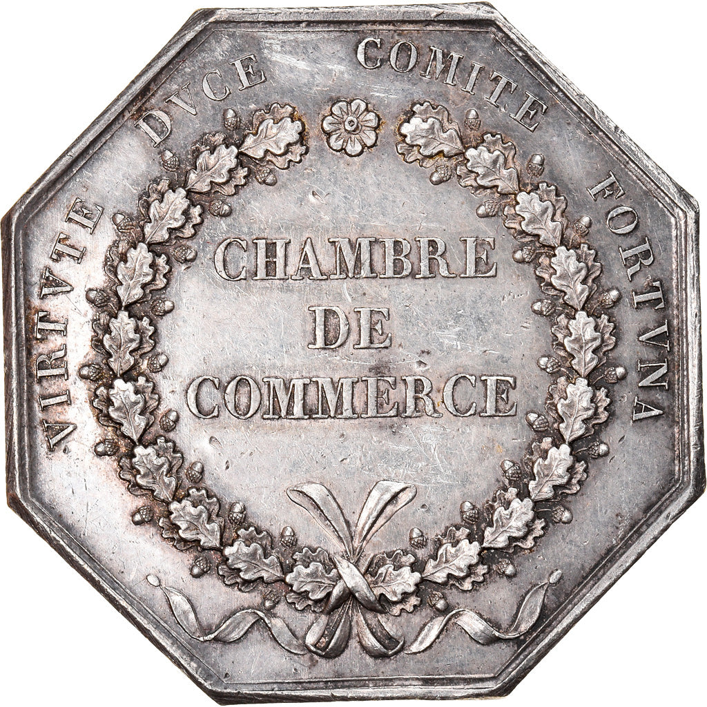 France, Token, Chambre de Commerce de Lyon, Caqué, AU(55-58), Silver
