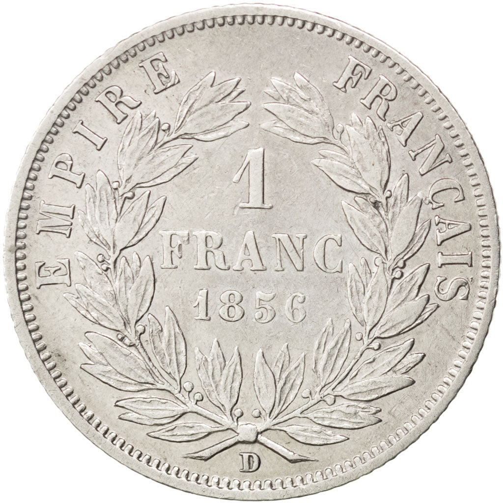 FRANCE, Napoléon III, Franc, 1856, Lyon, KM #779.3, EF(40-45), Silver, Gadoury #