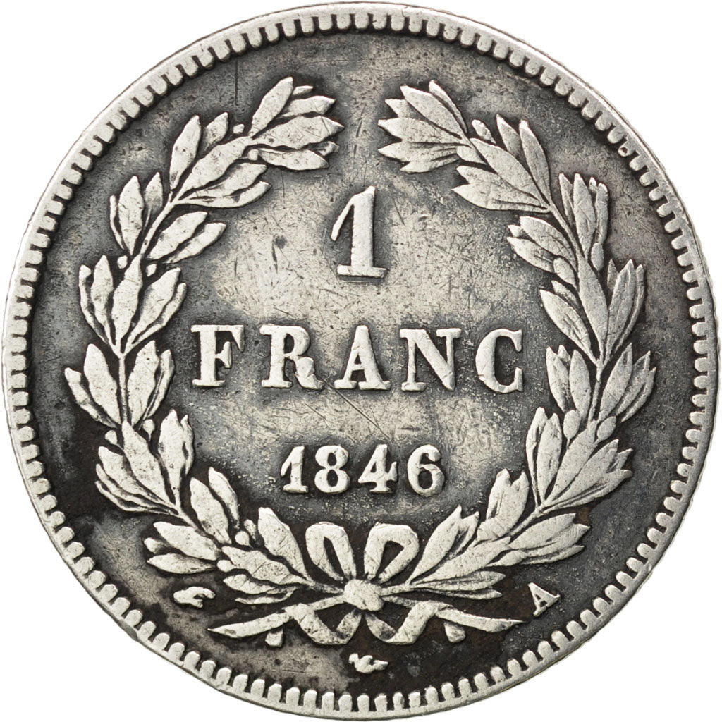 FRANCE, Louis-Philippe, Franc, 1846, Paris, KM #748.1, VF(30-35), Silver,...