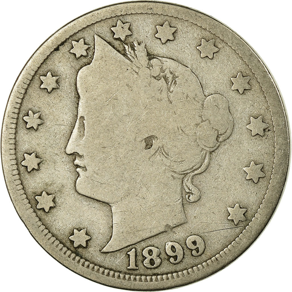 Coin, United States, Liberty Nickel, 5 Cents, 1899, U.S. Mint, Philadelphia