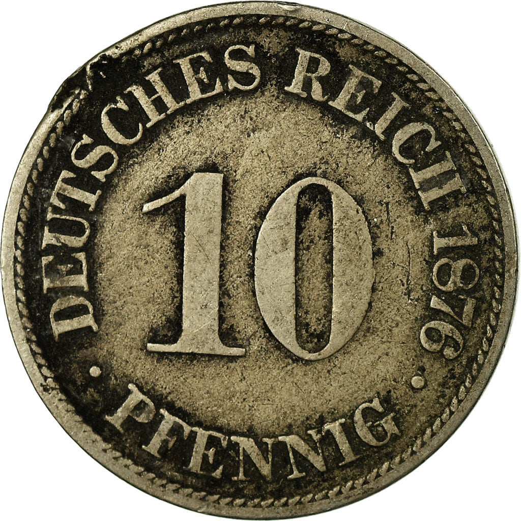 Coin, GERMANY - EMPIRE, Wilhelm I, 10 Pfennig, 1876, Stuttgart, VF(20-25)