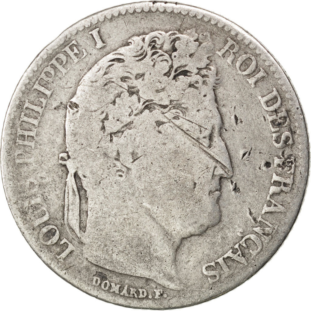 FRANCE, Louis-Philippe, Franc, 1845, Paris, KM #748.1, F(12-15), Silver,...