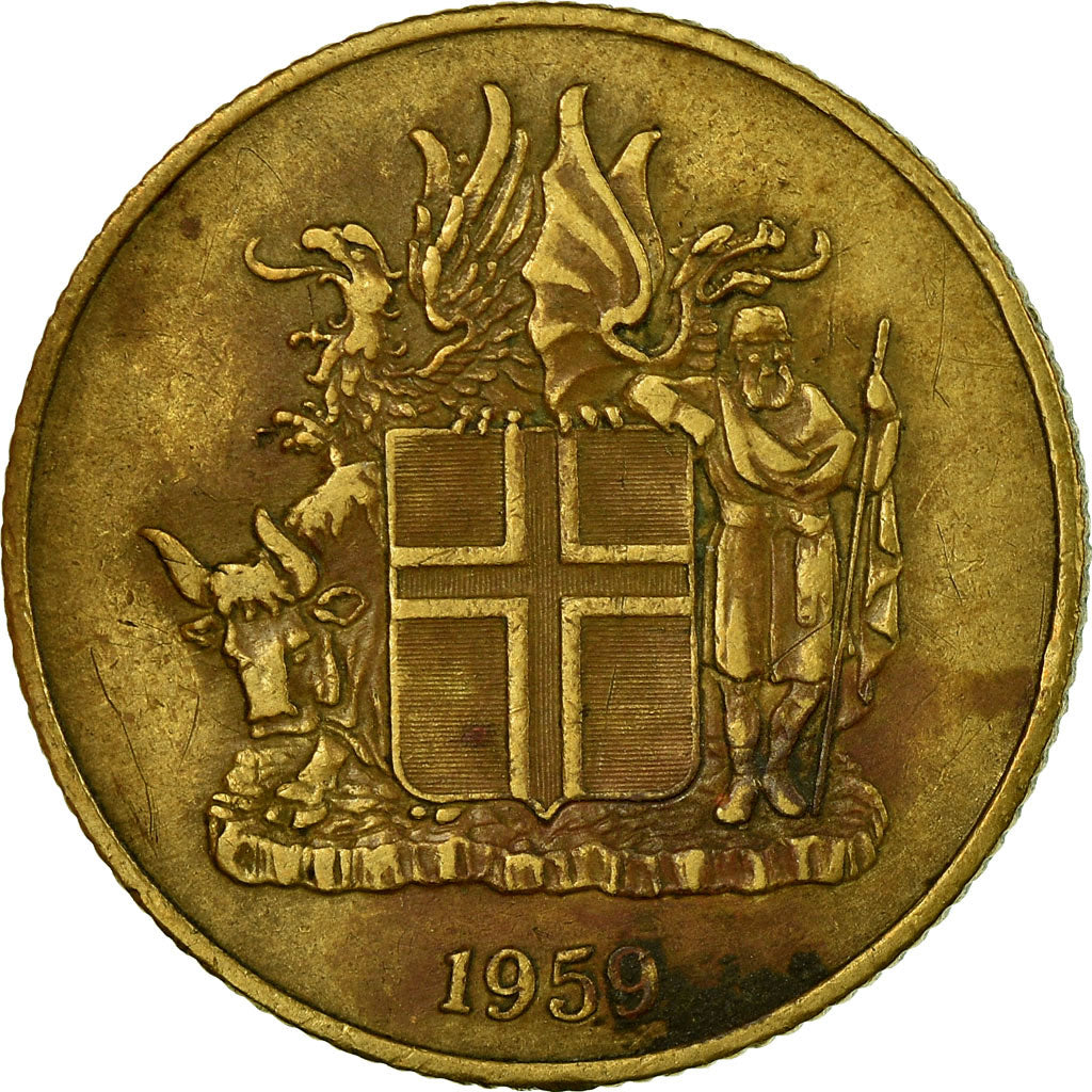 Coin, Iceland, Krona, 1959, VF(30-35), Nickel-brass, KM:12a