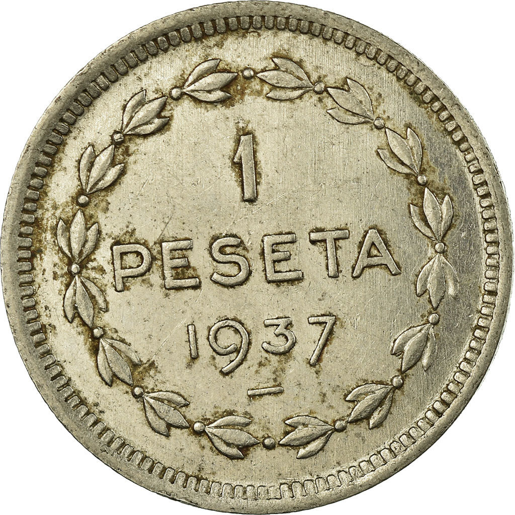 Moneta, GUERRA CIVILE SPAGNOLA, EUZKADI, Peseta, 1937, Brussels, BB, Nichel