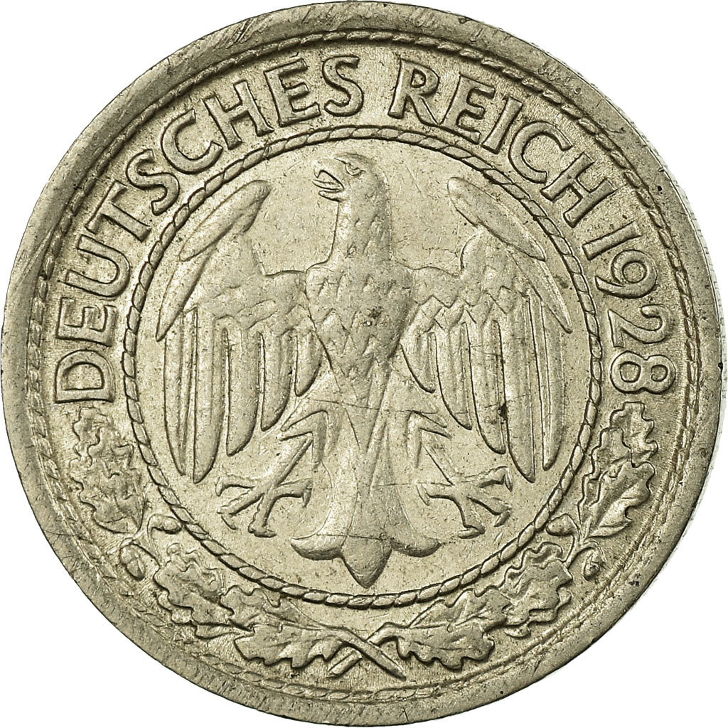 Moneda, ALEMANIA - REPÚBLICA DE WEIMAR, 50 Reichspfennig, 1928, Muldenhütten
