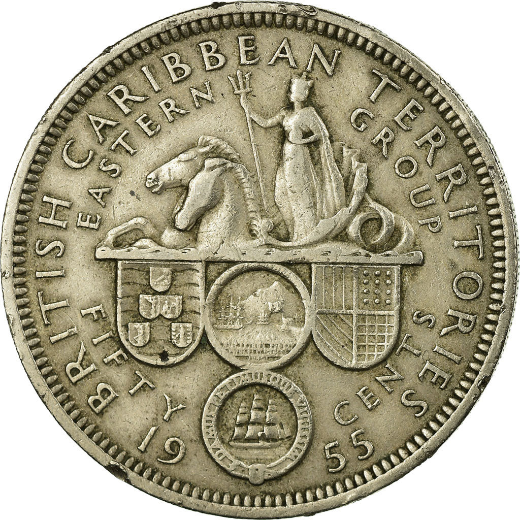 Coin, East Caribbean States, Elizabeth II, 50 Cents, 1955, VF(20-25)
