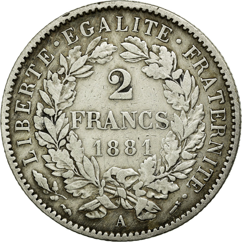 Coin, France, Cérès, 2 Francs, 1881, Paris, EF(40-45), Silver, KM:817.1