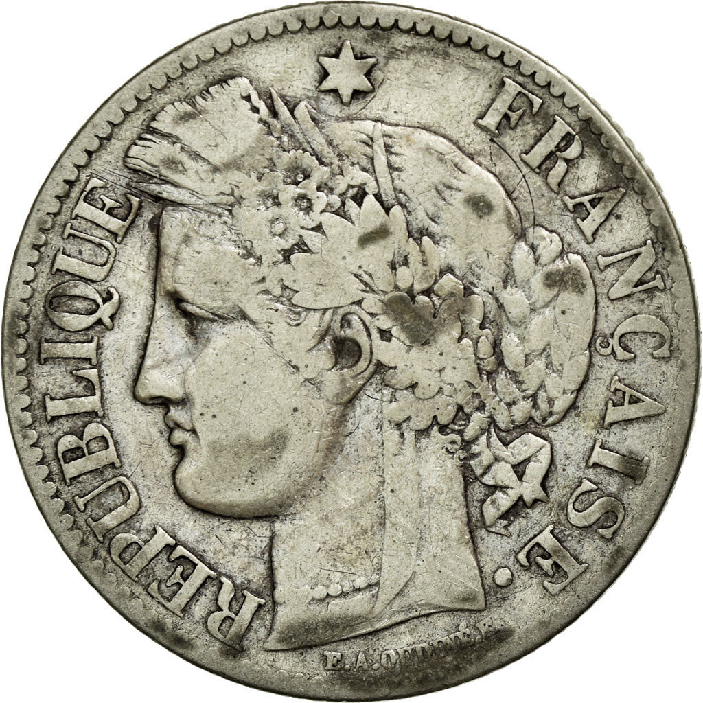 Coin, France, Cérès, 2 Francs, 1887, Paris, VF(20-25), Silver, KM:817.1