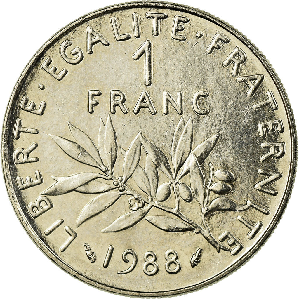 Münze, Frankreich, Semeuse, Franc, 1988, Paris, VZ+, Nickel, KM:925.1
