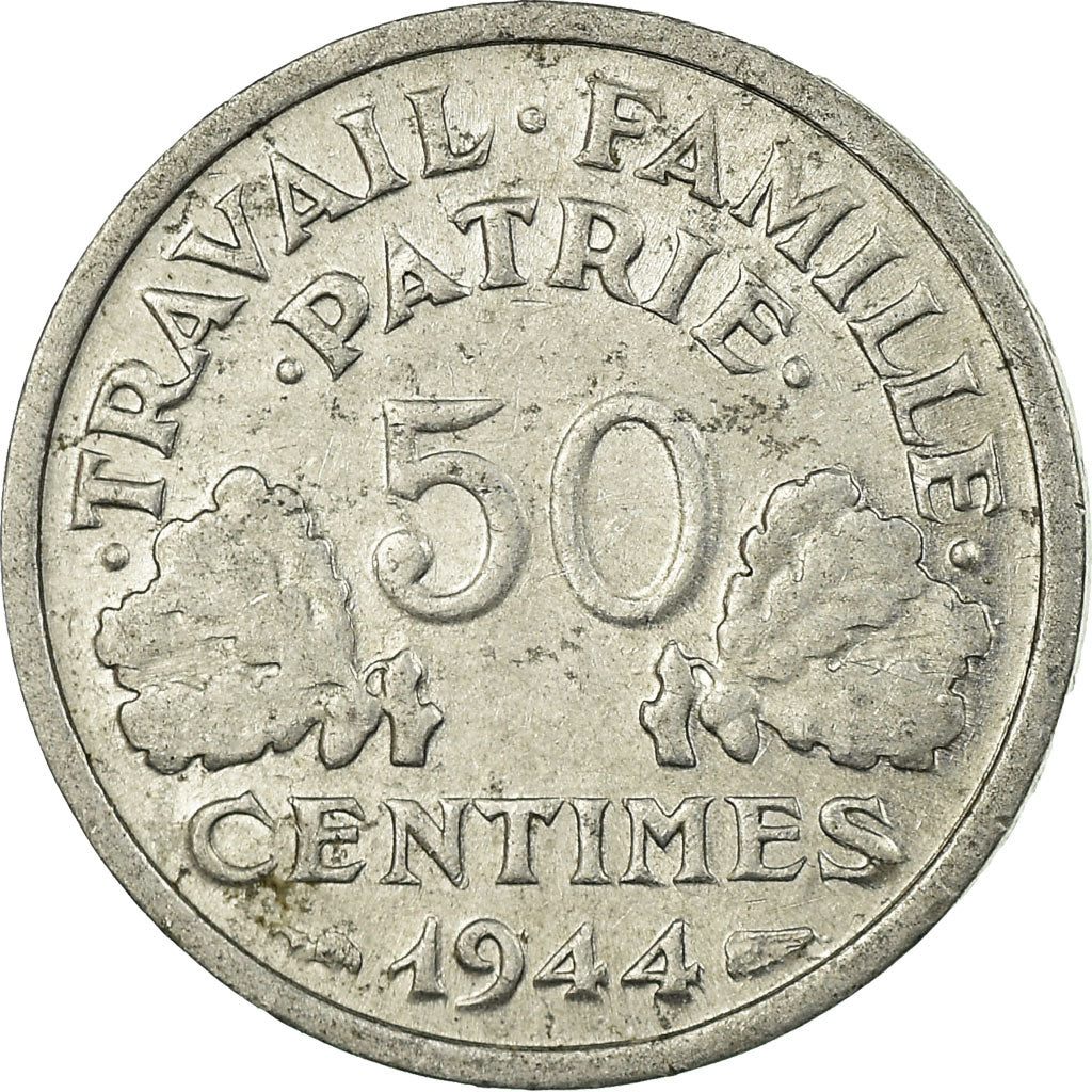 Coin, France, Bazor, 50 Centimes, 1944, Castelsarrasin, EF(40-45), Aluminum