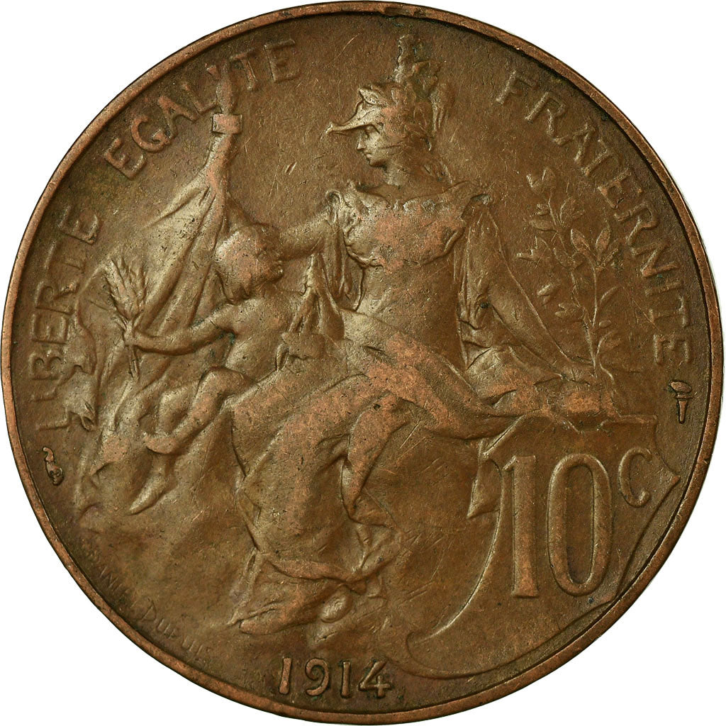 Coin, France, Dupuis, 10 Centimes, 1914, Paris, AU(50-53), Bronze, KM:843