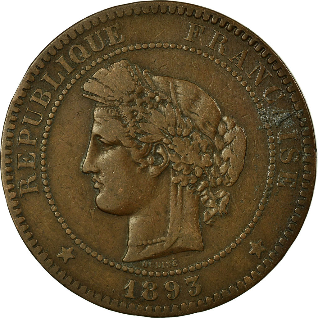 Münze, Frankreich, Cérès, 10 Centimes, 1893, Paris, S+, Bronze, KM:815.1