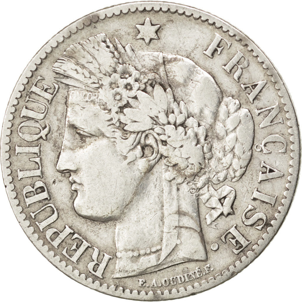 FRANCE, Cérès, 2 Francs, 1887, Paris, KM #817.1, VF(20-25), Silver, 27, Gadoury