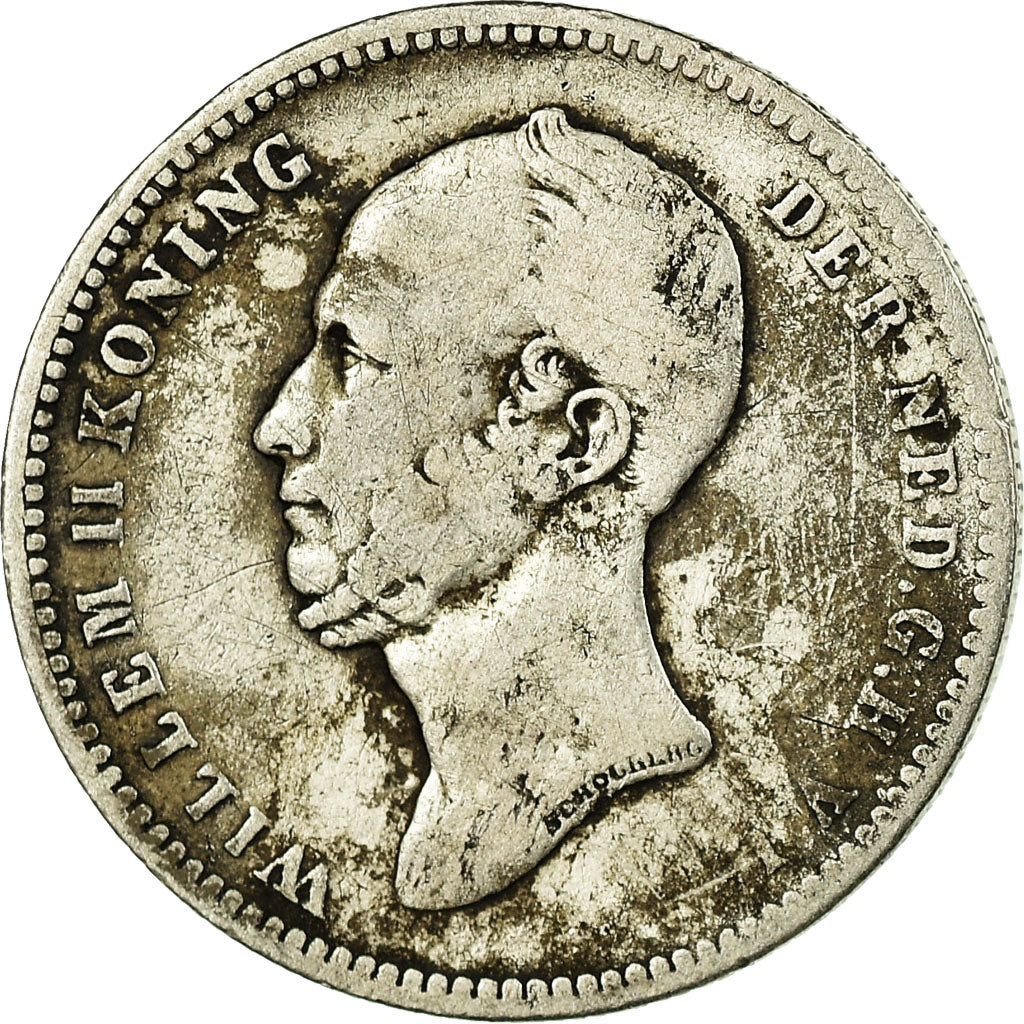 Coin, Netherlands, William II, 25 Cents, 1849, VF(30-35), Silver, KM:76
