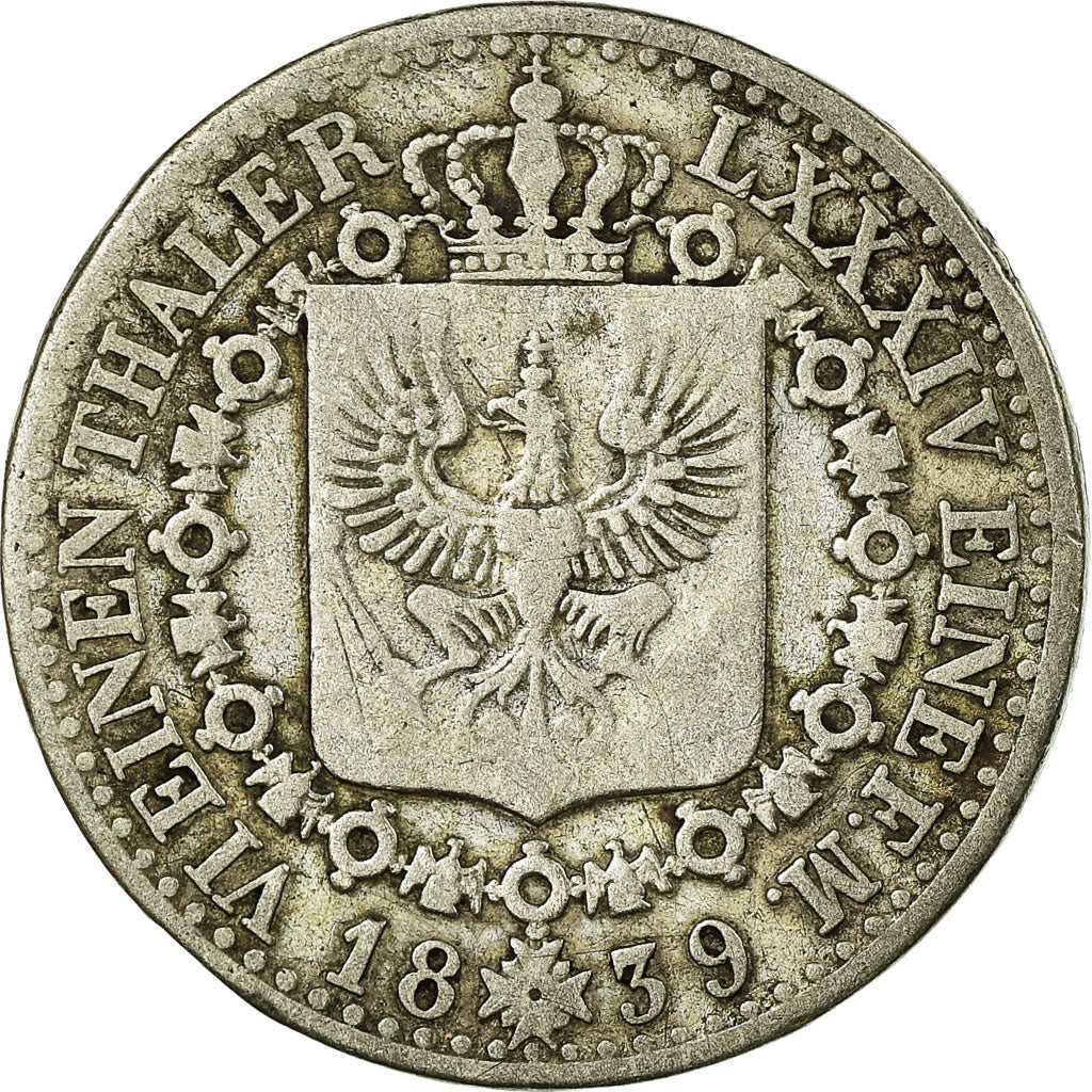 Münze, Deutsch Staaten, PRUSSIA, Friedrich Wilhelm III, 1/6 Thaler, 1839