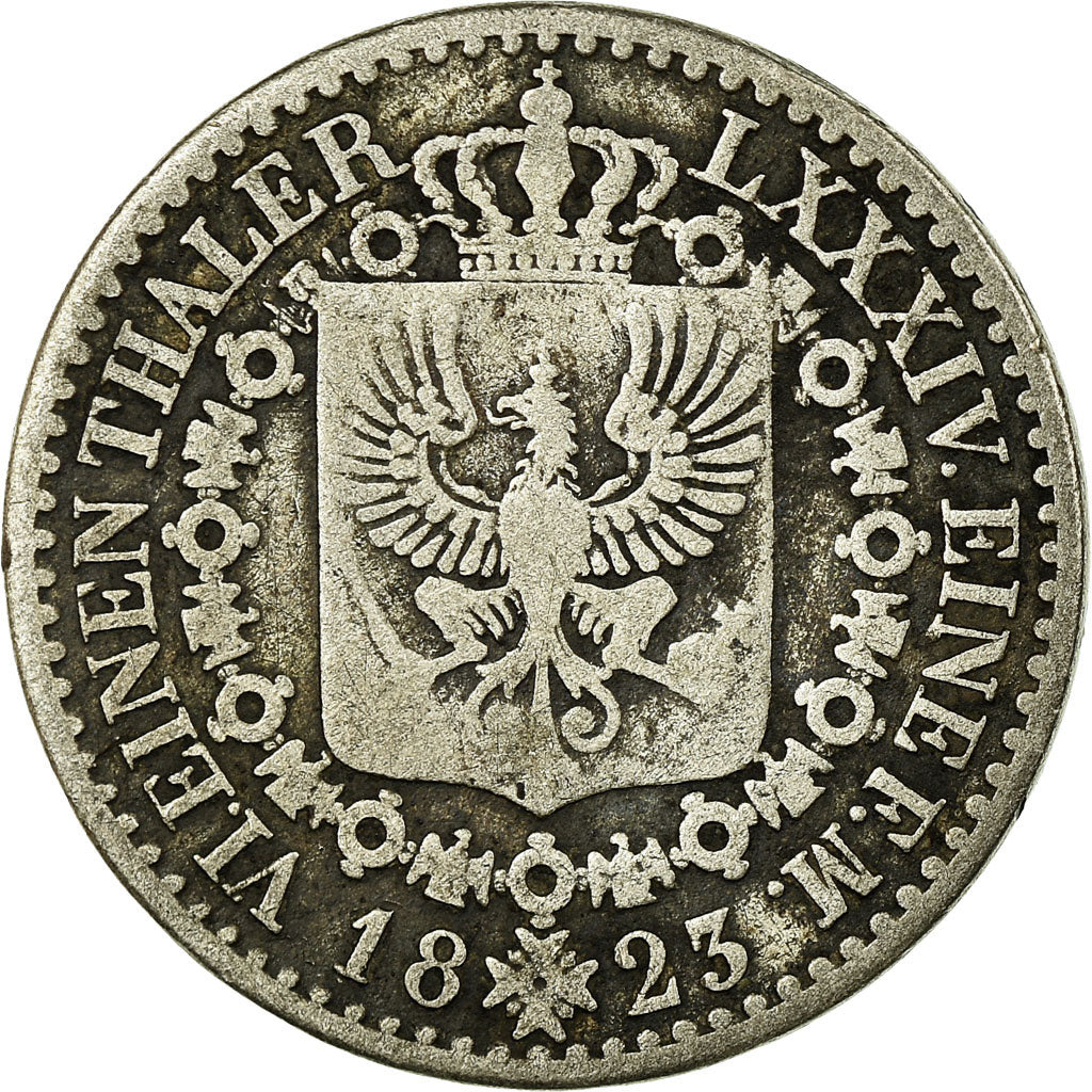 Moneta, Stati tedeschi, PRUSSIA, Friedrich Wilhelm III, 1/6 Thaler, 1823