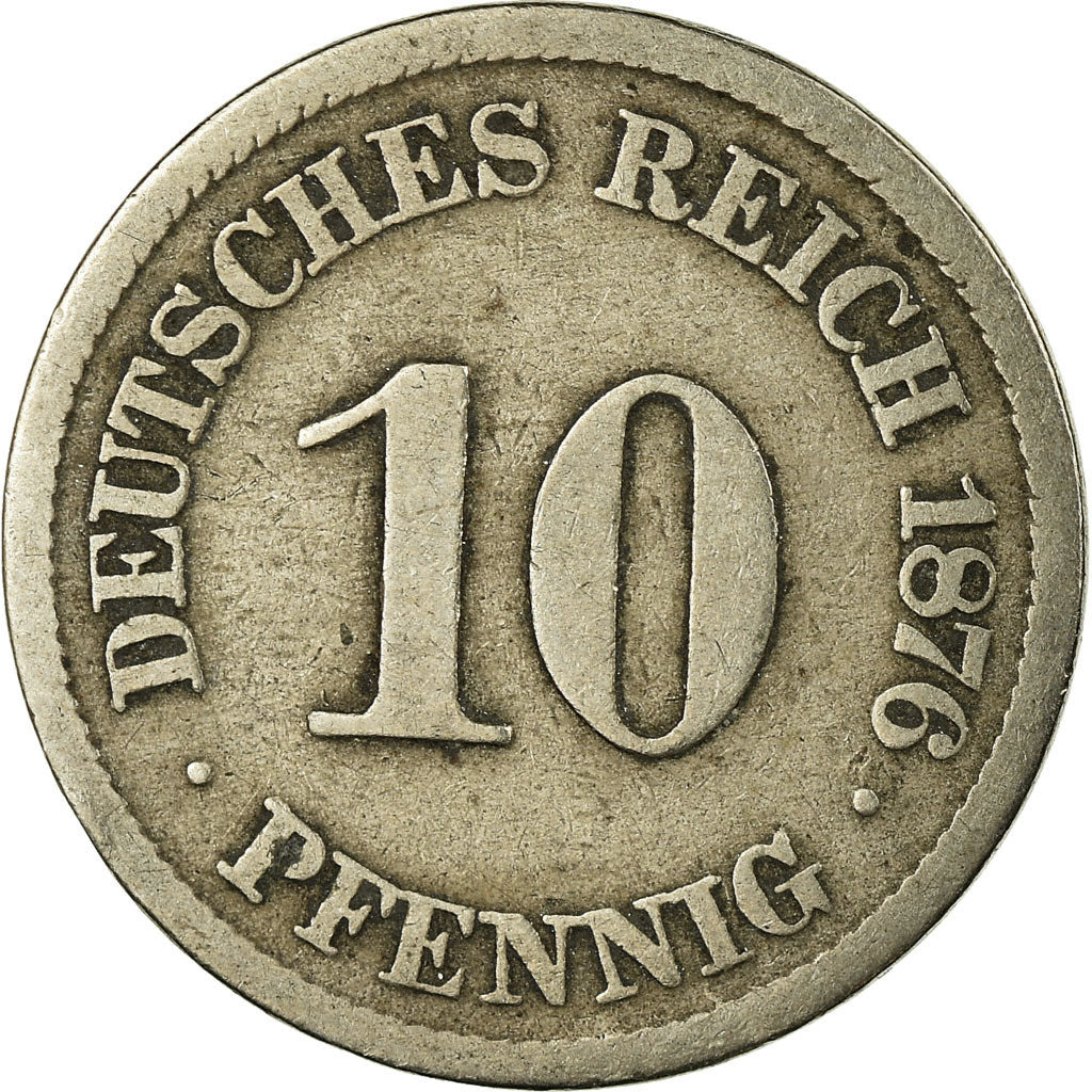 Moeda, ALEMANHA - IMPÉRIO, Wilhelm I, 10 Pfennig, 1876, Hamburg, VF(20-25)