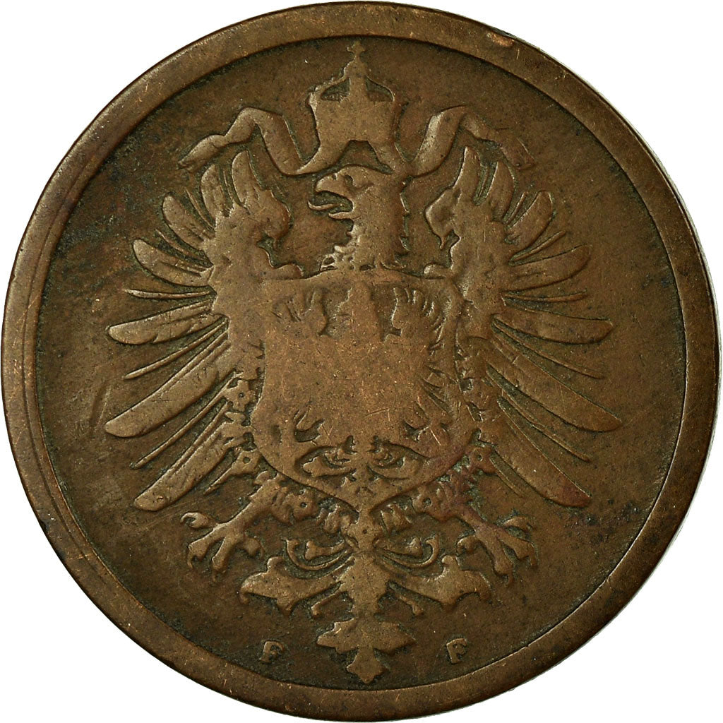Coin, GERMANY - EMPIRE, Wilhelm I, 2 Pfennig, 1876, Hambourg, VF(30-35), Copper