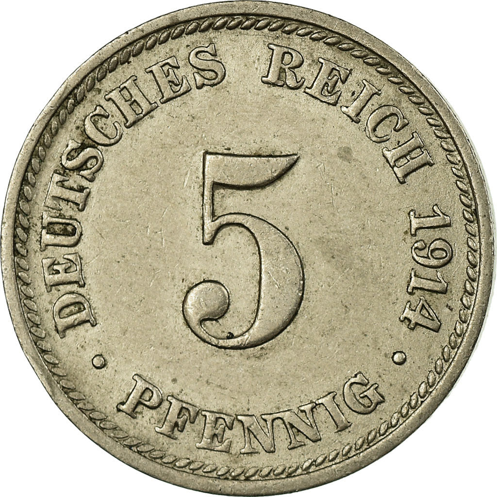 Coin, GERMANY - EMPIRE, Wilhelm II, 5 Pfennig, 1914, Munich, EF(40-45)