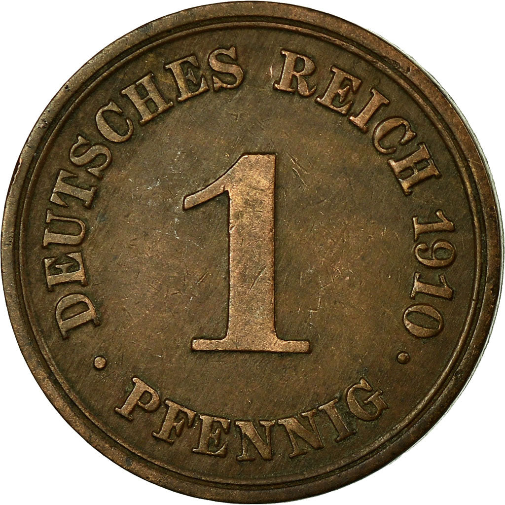 Moneda, ALEMANIA - IMPERIO, Wilhelm II, Pfennig, 1910, Muldenhütten, MBC